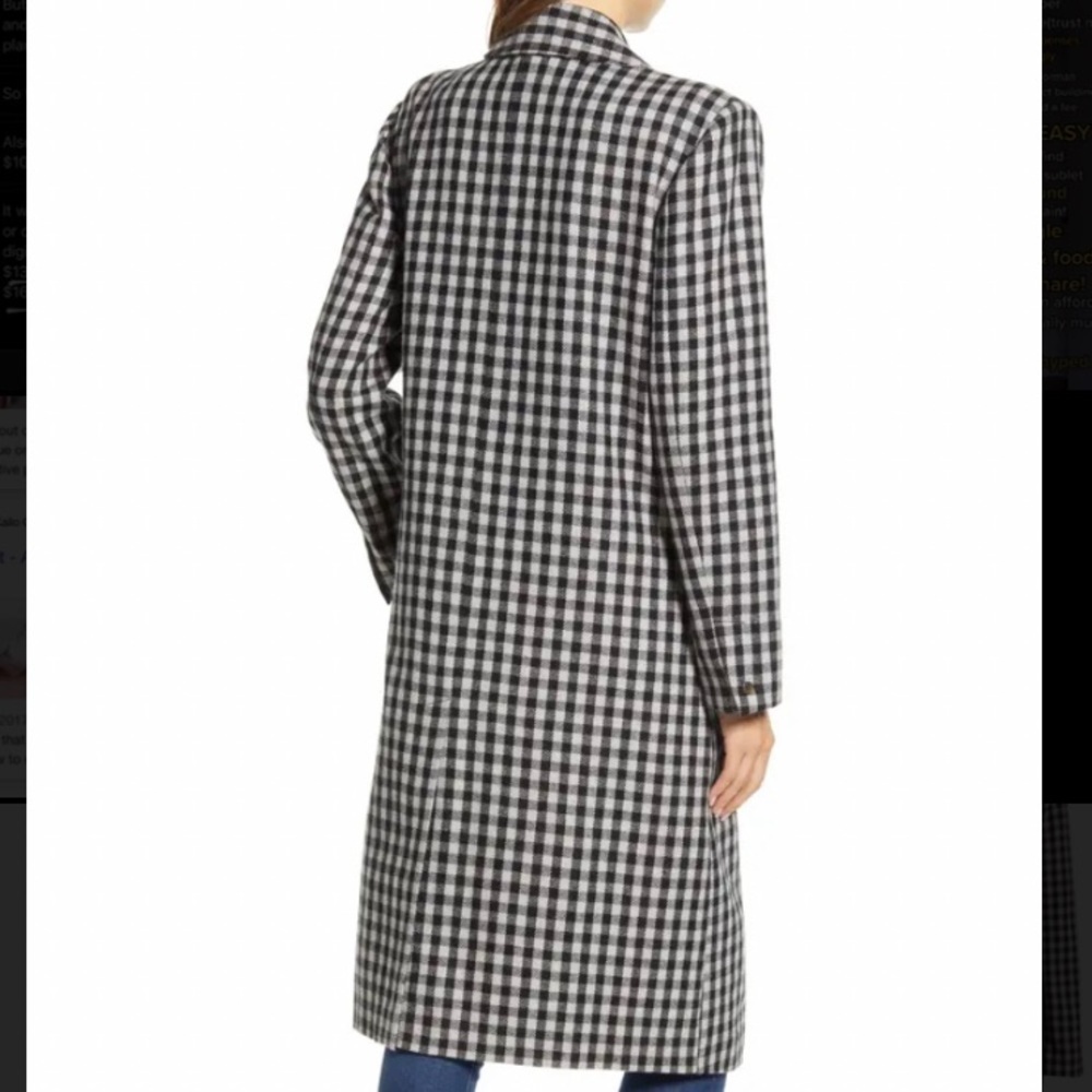 BeachLunchLounge Cait Gingham Long Coat XS - Picture 6 of 7